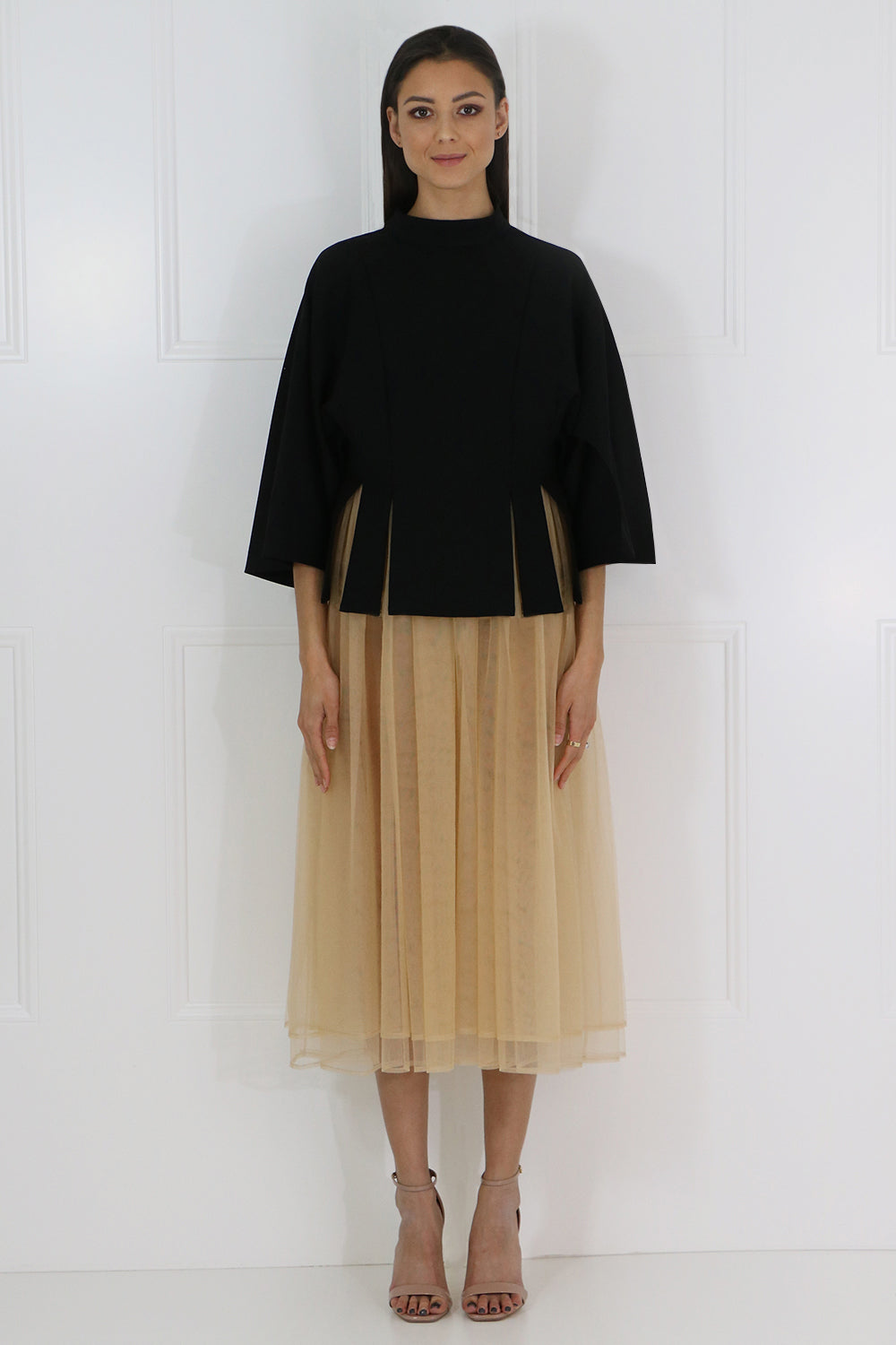 COMME DES GARCONS NOIR KEI NINOMIYA RTW NOIR CONTRAST TULLE DRESS S/S BLACK/BEIGE