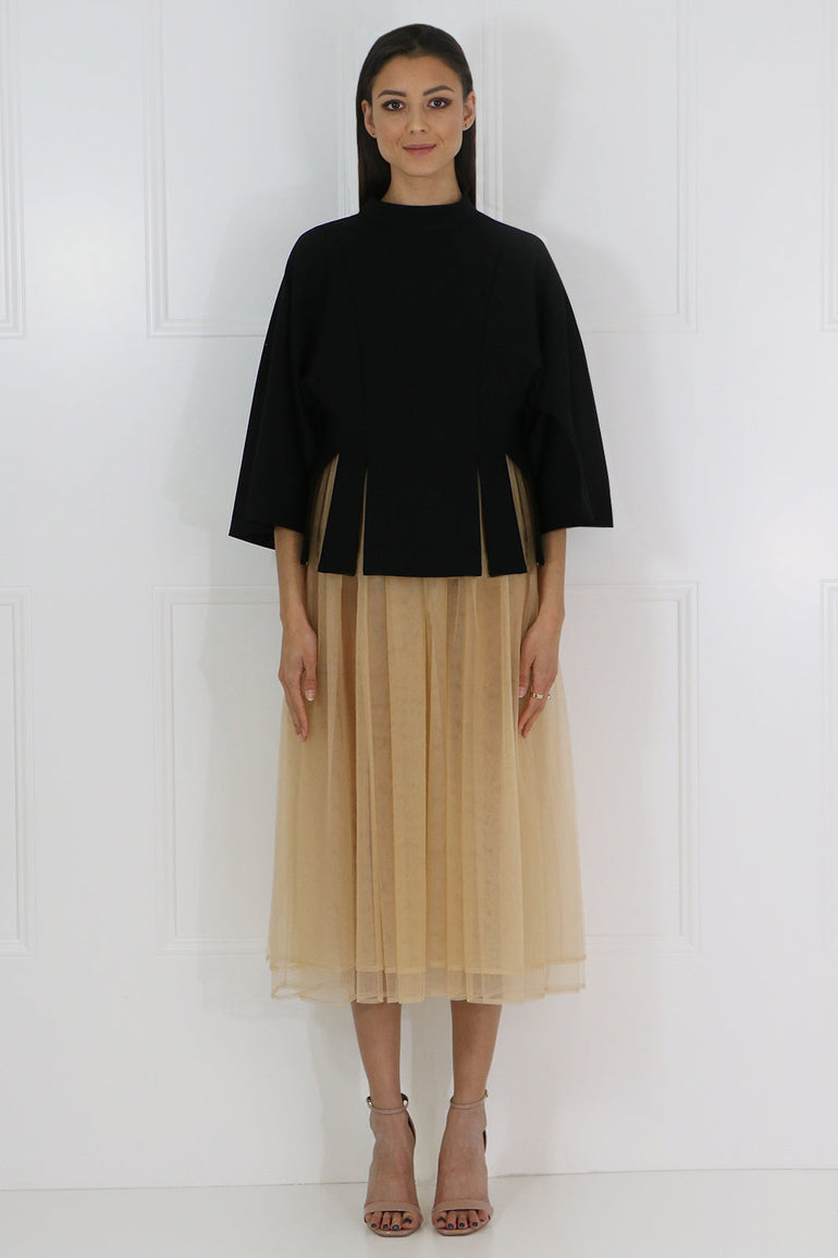 COMME DES GARCONS NOIR KEI NINOMIYA RTW NOIR CONTRAST TULLE DRESS S/S BLACK/BEIGE