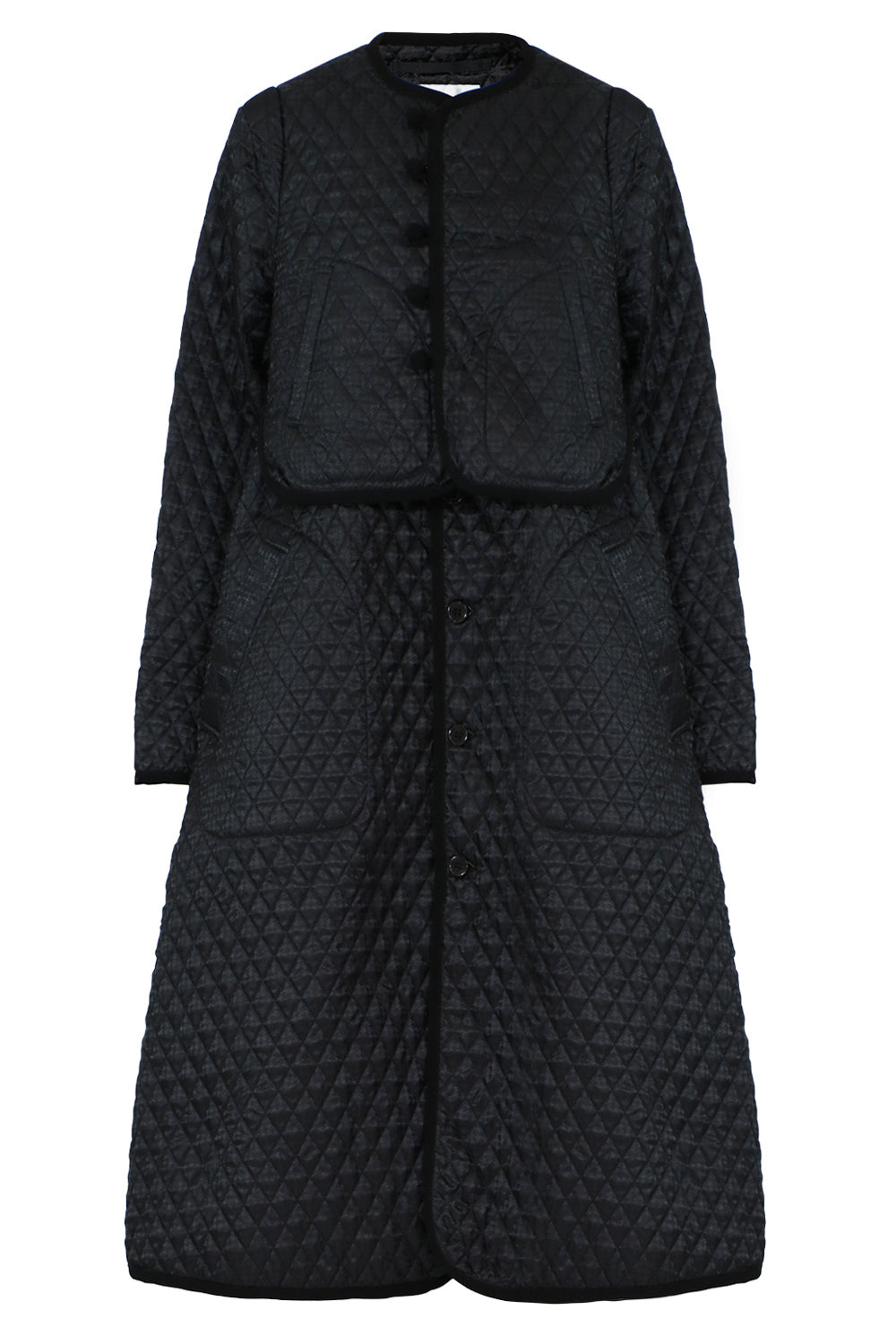 COMME DES GARCONS NOIR KEI NINOMIYA RTW NOIR QUILTED HOUNDSTOOTH COAT BLACK