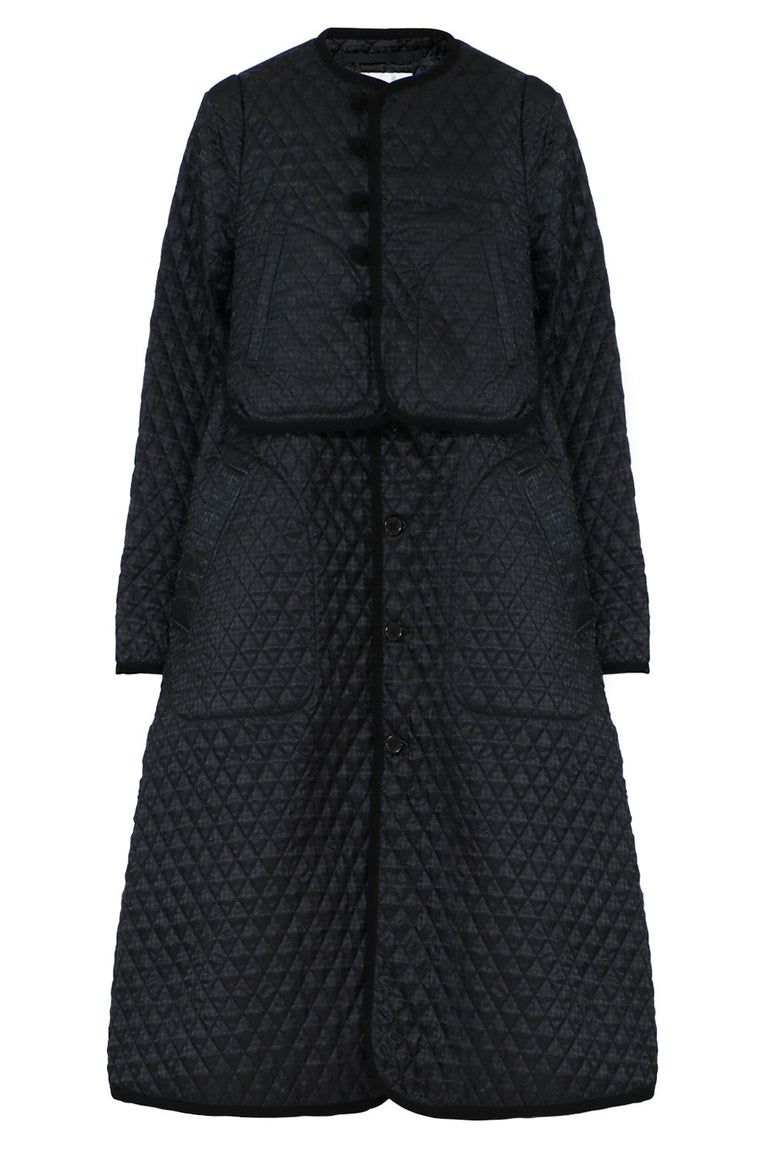 COMME DES GARCONS NOIR KEI NINOMIYA RTW NOIR QUILTED HOUNDSTOOTH COAT BLACK