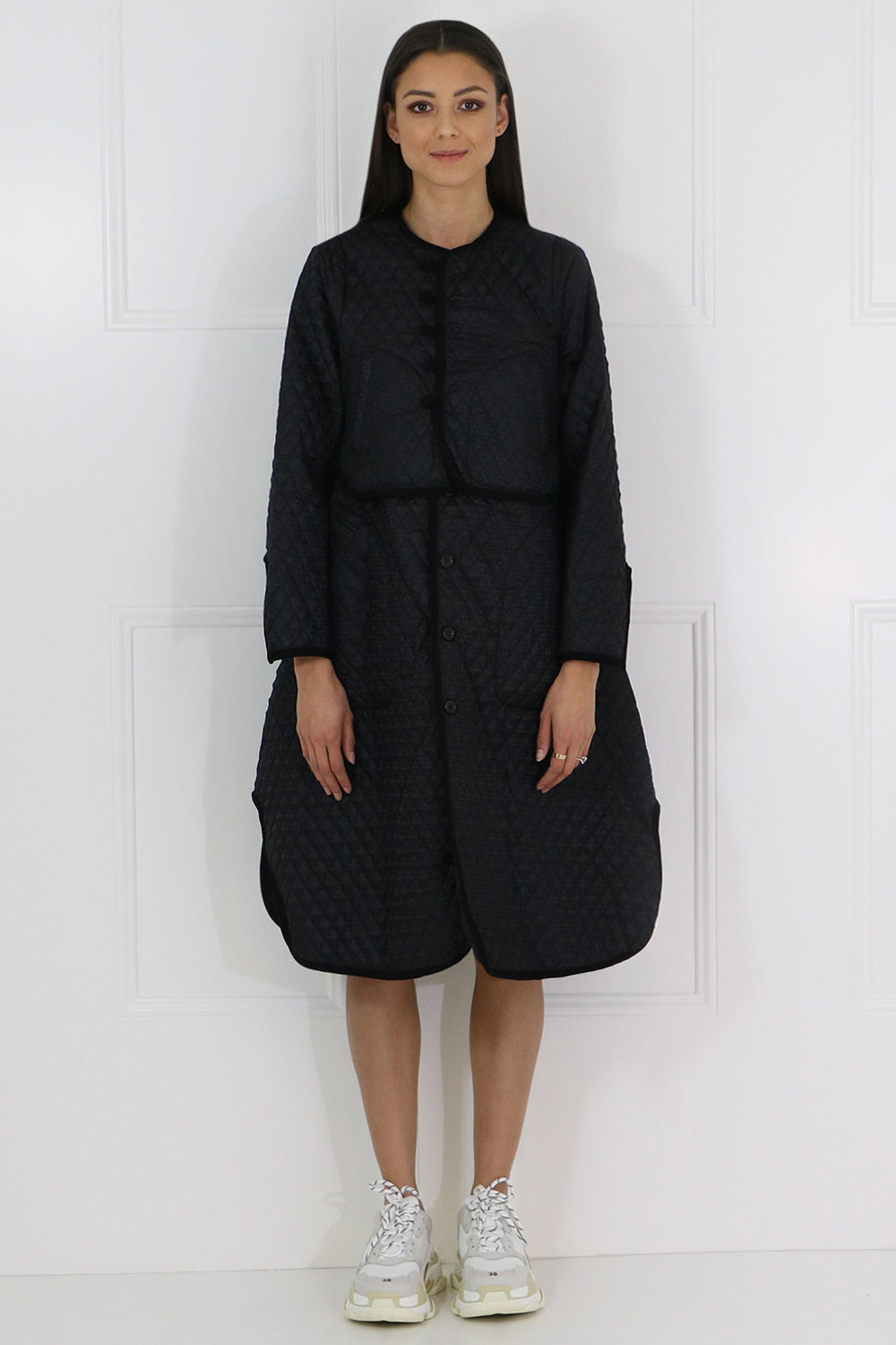 COMME DES GARCONS NOIR KEI NINOMIYA RTW NOIR QUILTED HOUNDSTOOTH COAT BLACK