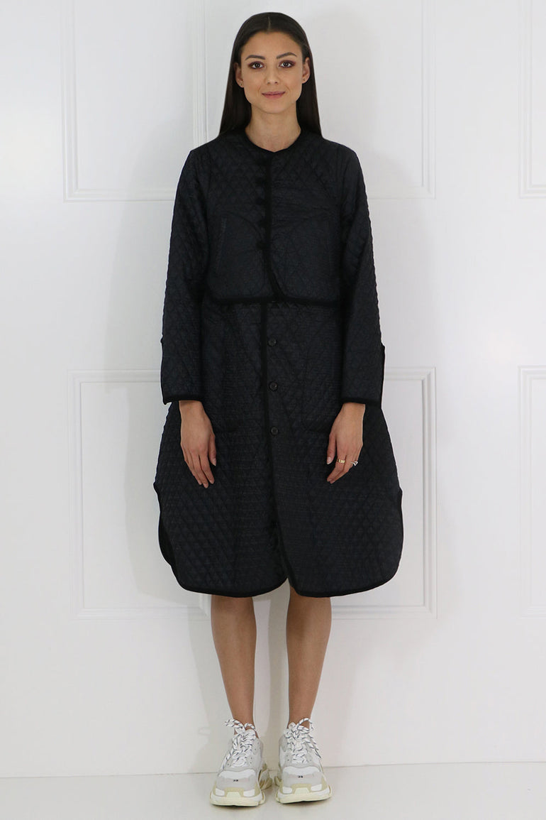 COMME DES GARCONS NOIR KEI NINOMIYA RTW NOIR QUILTED HOUNDSTOOTH COAT BLACK