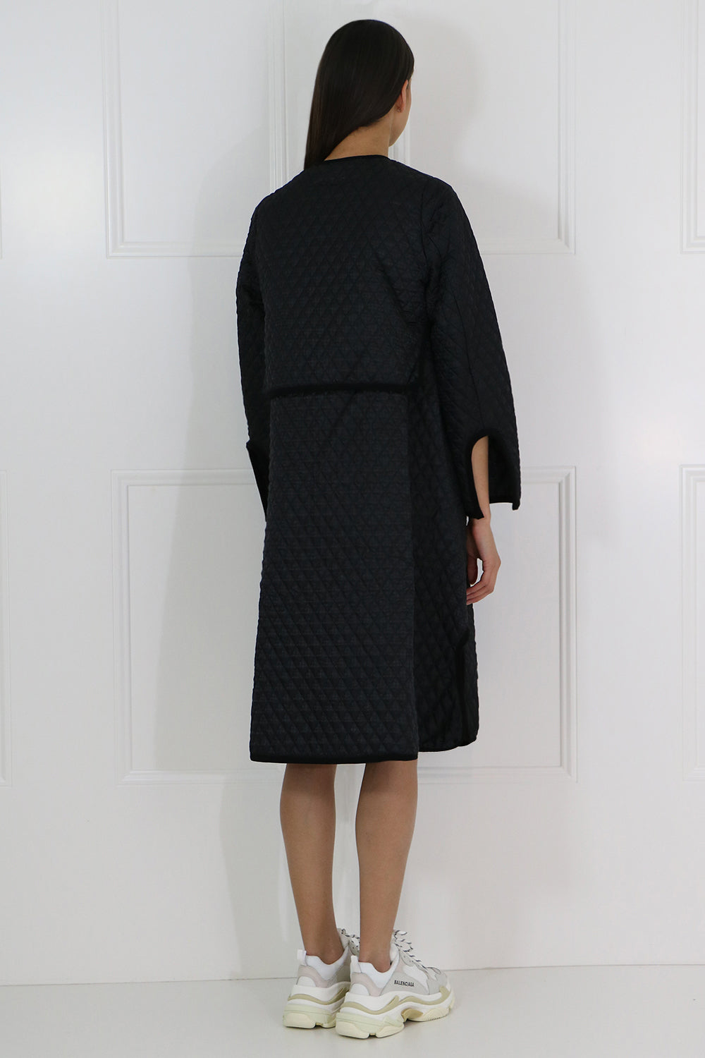 COMME DES GARCONS NOIR KEI NINOMIYA RTW NOIR QUILTED HOUNDSTOOTH COAT BLACK