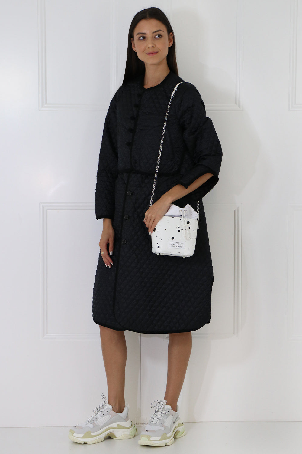 COMME DES GARCONS NOIR KEI NINOMIYA RTW NOIR QUILTED HOUNDSTOOTH COAT BLACK