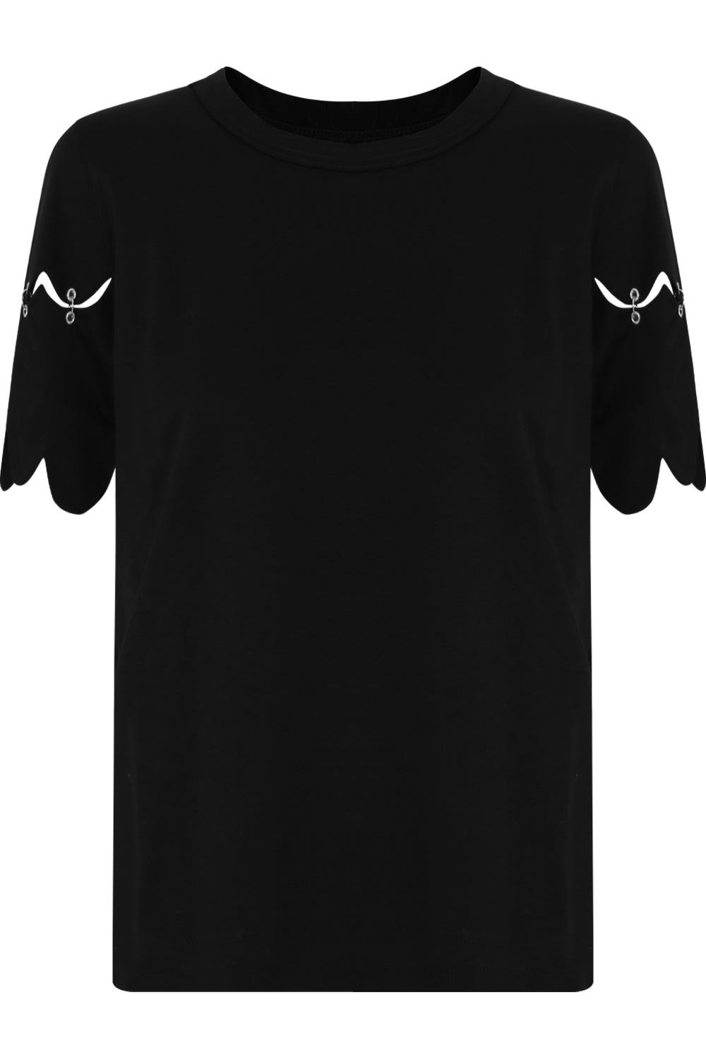 COMME DES GARCONS NOIR KEI NINOMIYA RTW NOIR SCALLOPED SLEEVE T-SHIRT BLACK