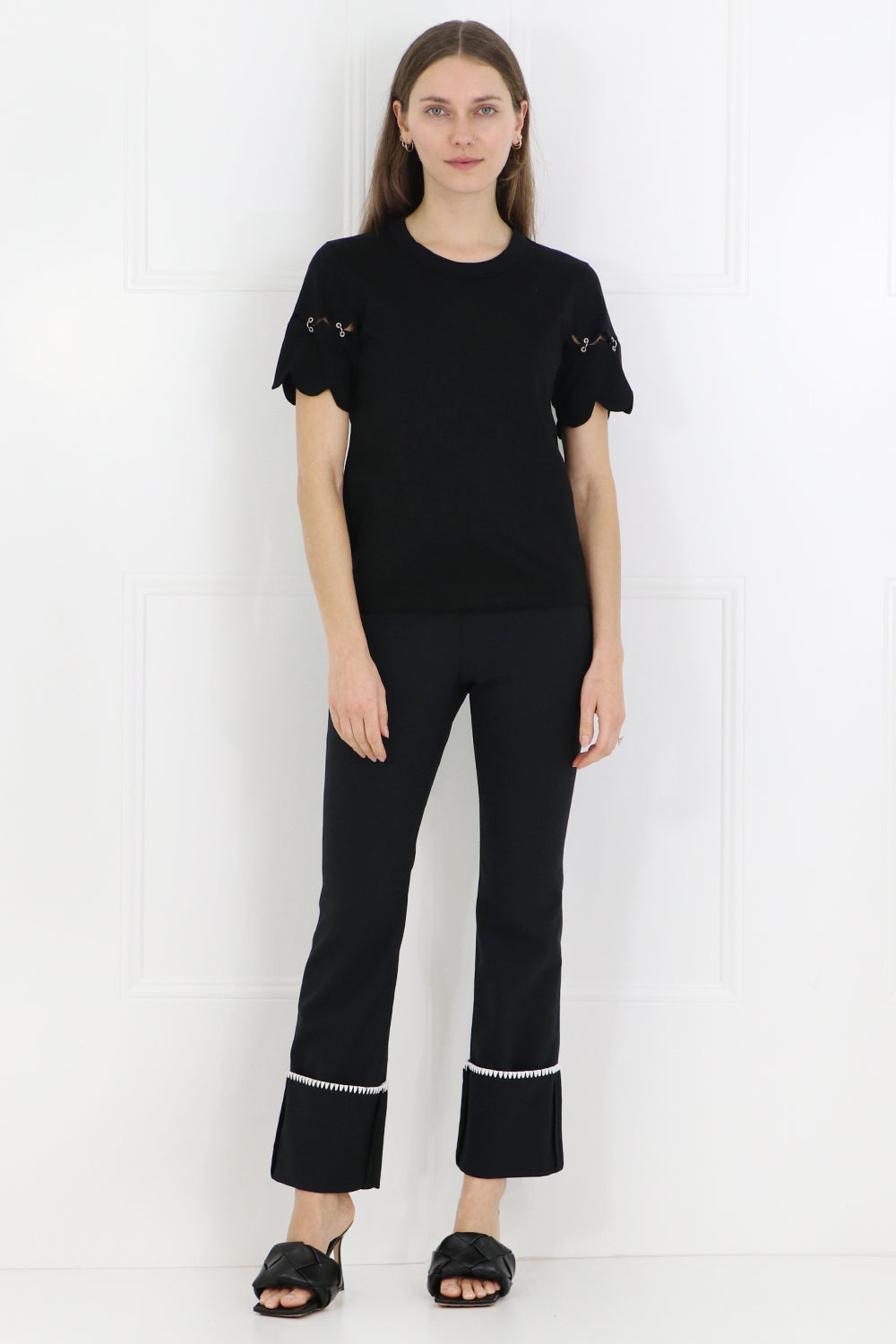 COMME DES GARCONS NOIR KEI NINOMIYA RTW NOIR SCALLOPED SLEEVE T-SHIRT BLACK