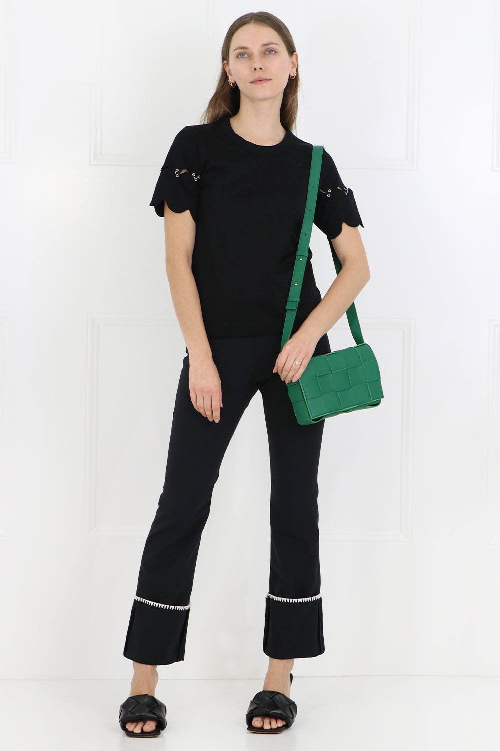 COMME DES GARCONS NOIR KEI NINOMIYA RTW NOIR SCALLOPED SLEEVE T-SHIRT BLACK