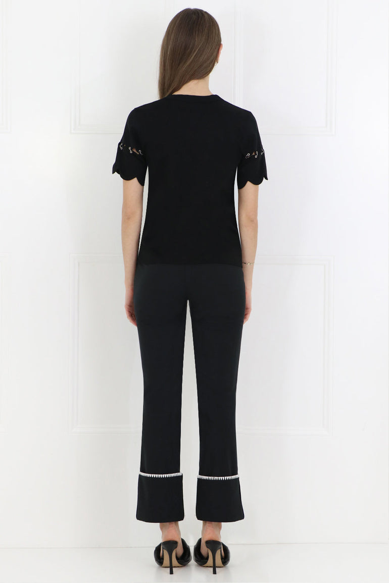 COMME DES GARCONS NOIR KEI NINOMIYA RTW NOIR SCALLOPED SLEEVE T-SHIRT BLACK
