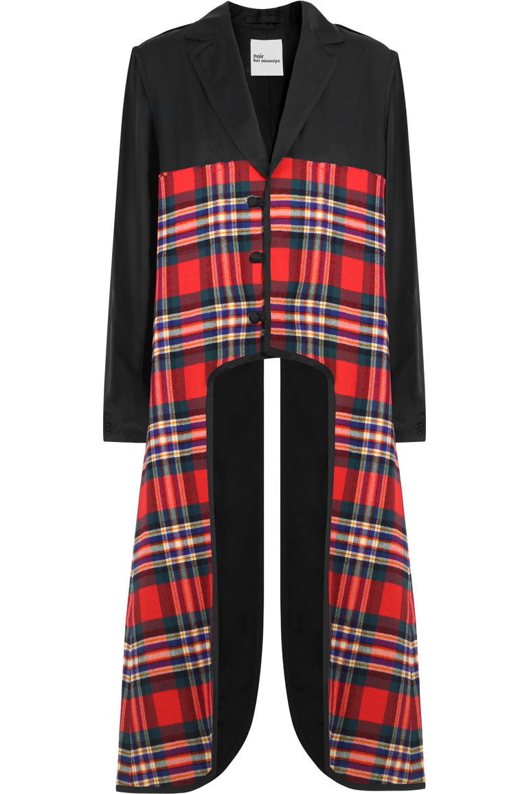COMME DES GARCONS NOIR KEI NINOMIYA RTW NOIR TARTAN LONG COAT BLACK/RED