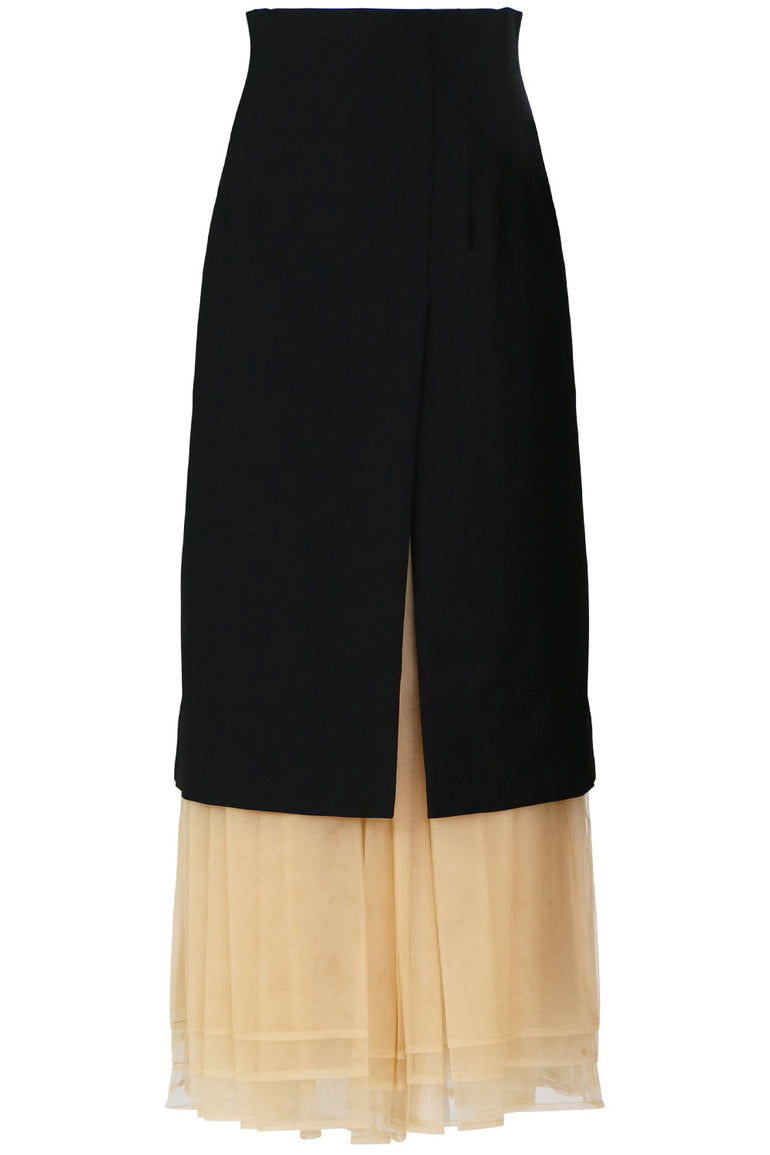 COMME DES GARCONS NOIR KEI NINOMIYA RTW NOIR TULLE MIDI SKIRT BLACK/BEIGE