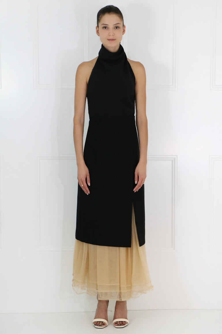 COMME DES GARCONS NOIR KEI NINOMIYA RTW NOIR TULLE MIDI SKIRT BLACK/BEIGE