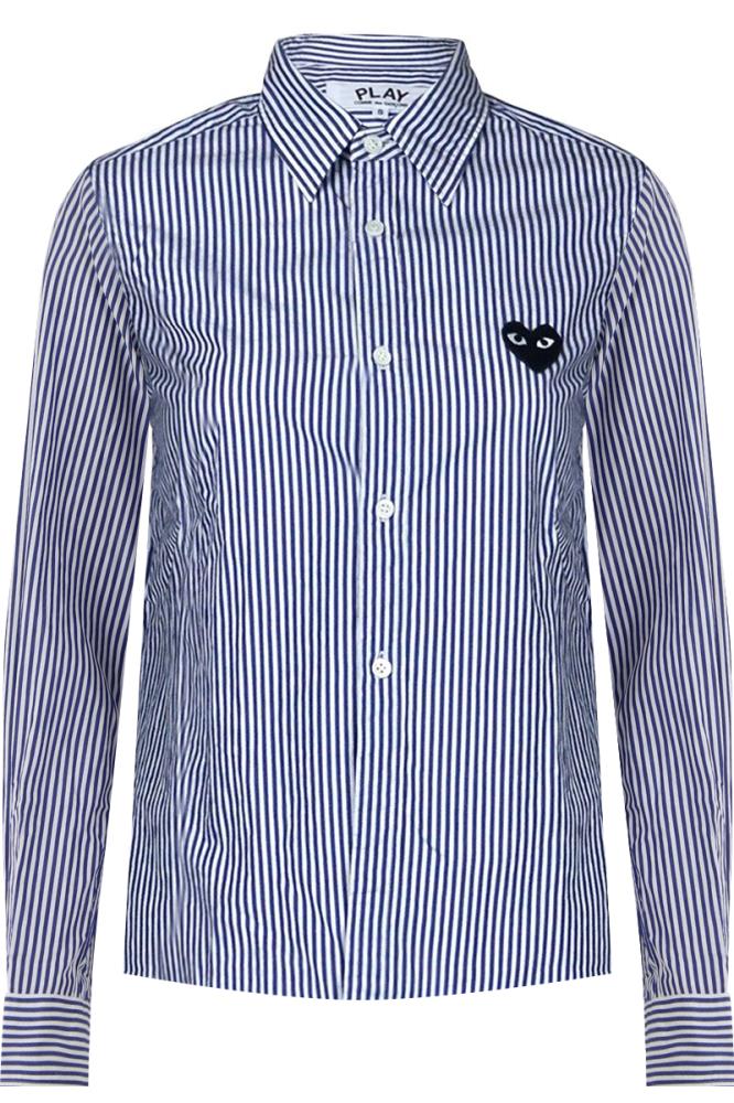 COMME DES GARCONS PLAY RTW BLUE / JP L PLAY CLASSIC STRIPED SHIRT BLACK HEART