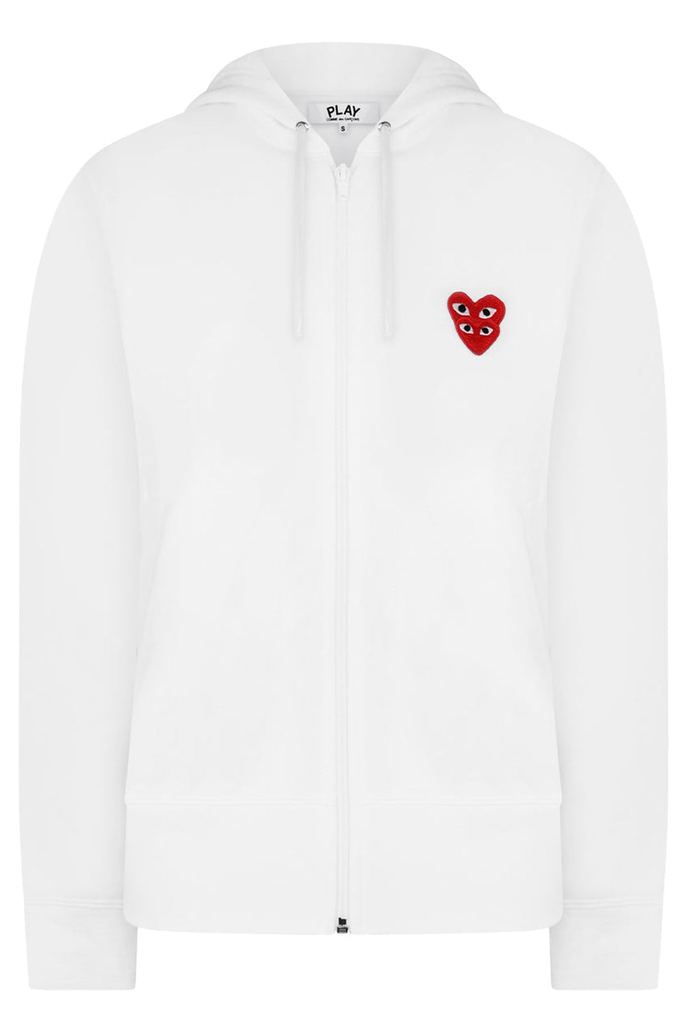 COMME DES GARCONS PLAY RTW PLAY DOUBLE HEART ZIP HOODY | WHITE/RED HEART