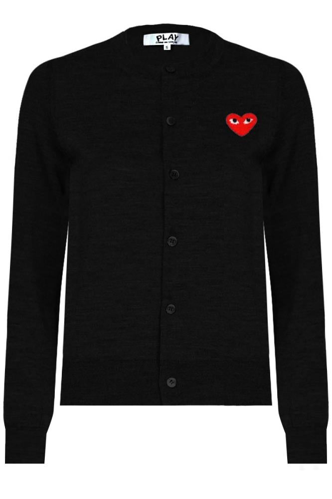 COMME DES GARCONS PLAY RTW BLACK / JP L PLAY KNIT CARDIGAN BLACK RED HEART