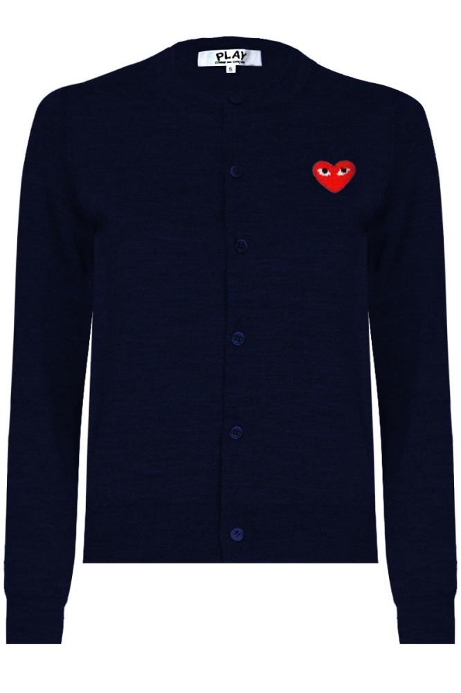 COMME DES GARCONS PLAY RTW BLUE / JP L PLAY KNIT CARDIGAN NAVY RED HEART