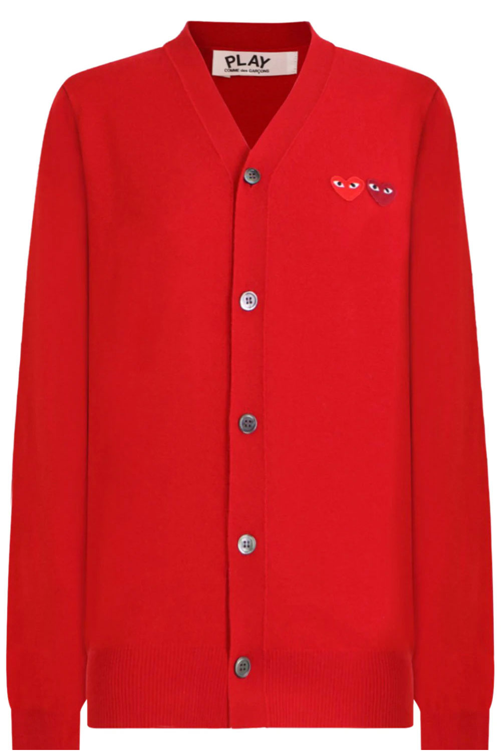 COMME DES GARCONS PLAY RTW PLAY MENS DOUBLE HEART CARDIGAN RED