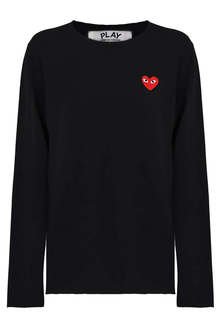 COMME DES GARCONS PLAY RTW PLAY MENS RED HEART KNIT L/S BLACK