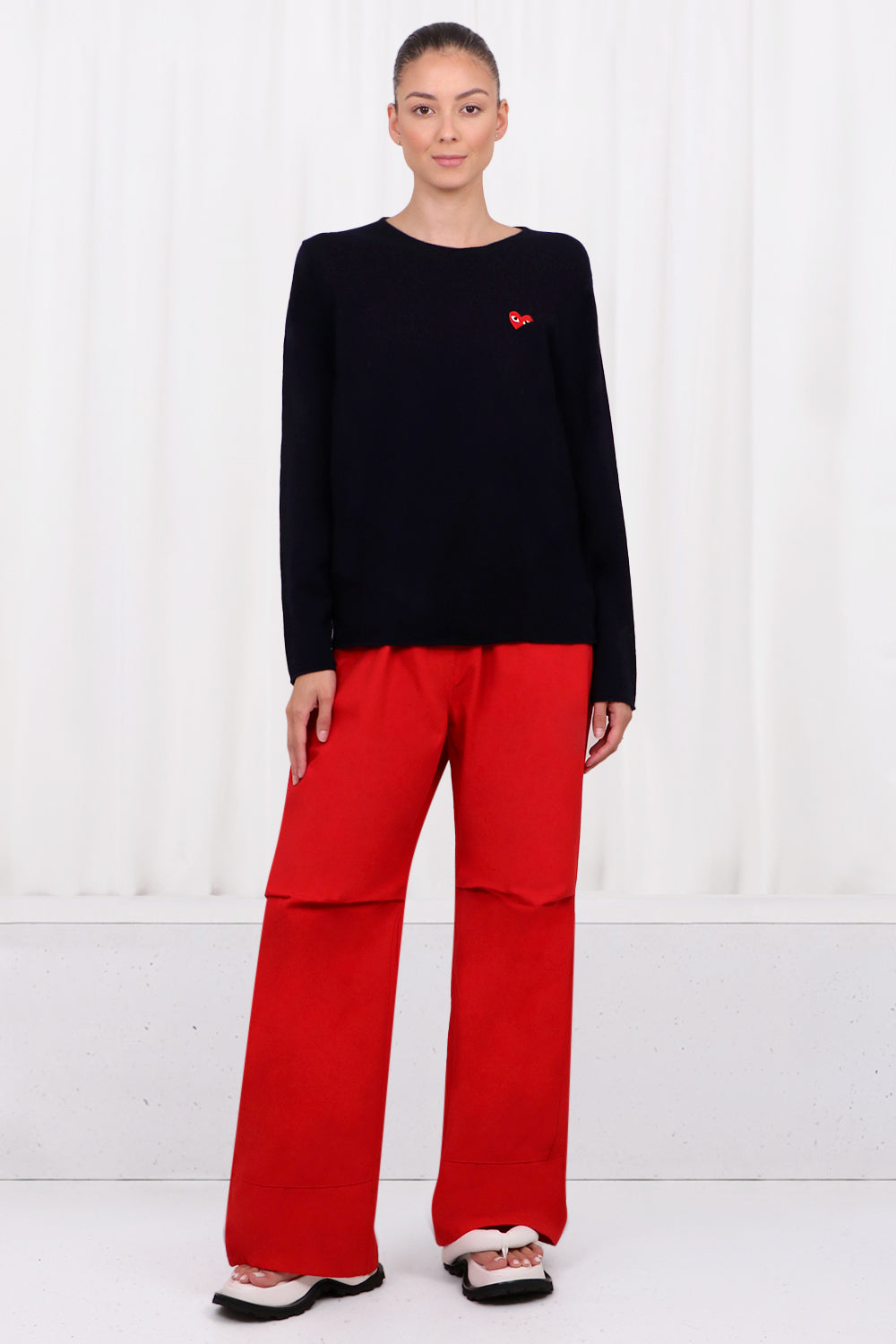 COMME DES GARCONS PLAY RTW PLAY MENS RED HEART KNIT | NAVY