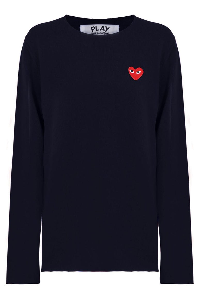 COMME DES GARCONS PLAY RTW PLAY MENS RED HEART KNIT | NAVY