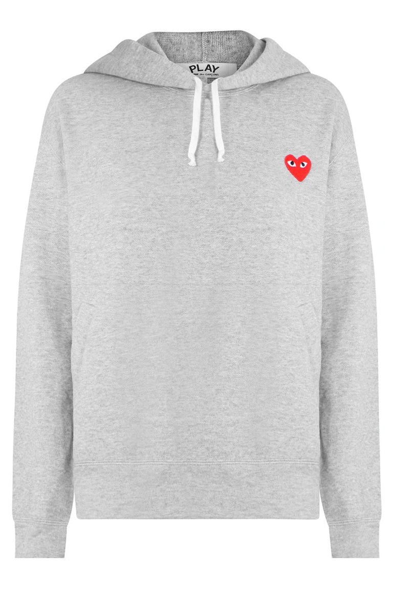COMME DES GARCONS PLAY RTW PLAY MENS SINGLE HEART HOODY | GREY/RED HEART