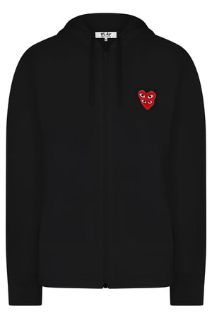 COMME DES GARCONS PLAY RTW PLAY MENS SINGLE HEART  ZIP HOODY | BLACK/RED HEART