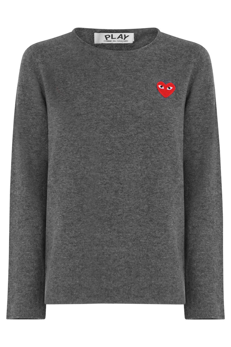 COMME DES GARCONS PLAY RTW PLAY RED HEART KNIT L/S GREY