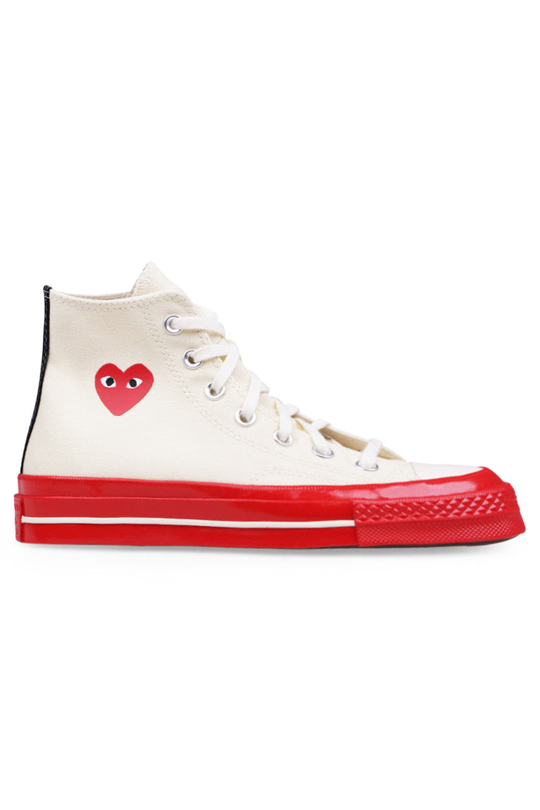 COMME DES GARCONS PLAY HIGH TOP HEART CONVERSE OFF WHITE PARLOUR X