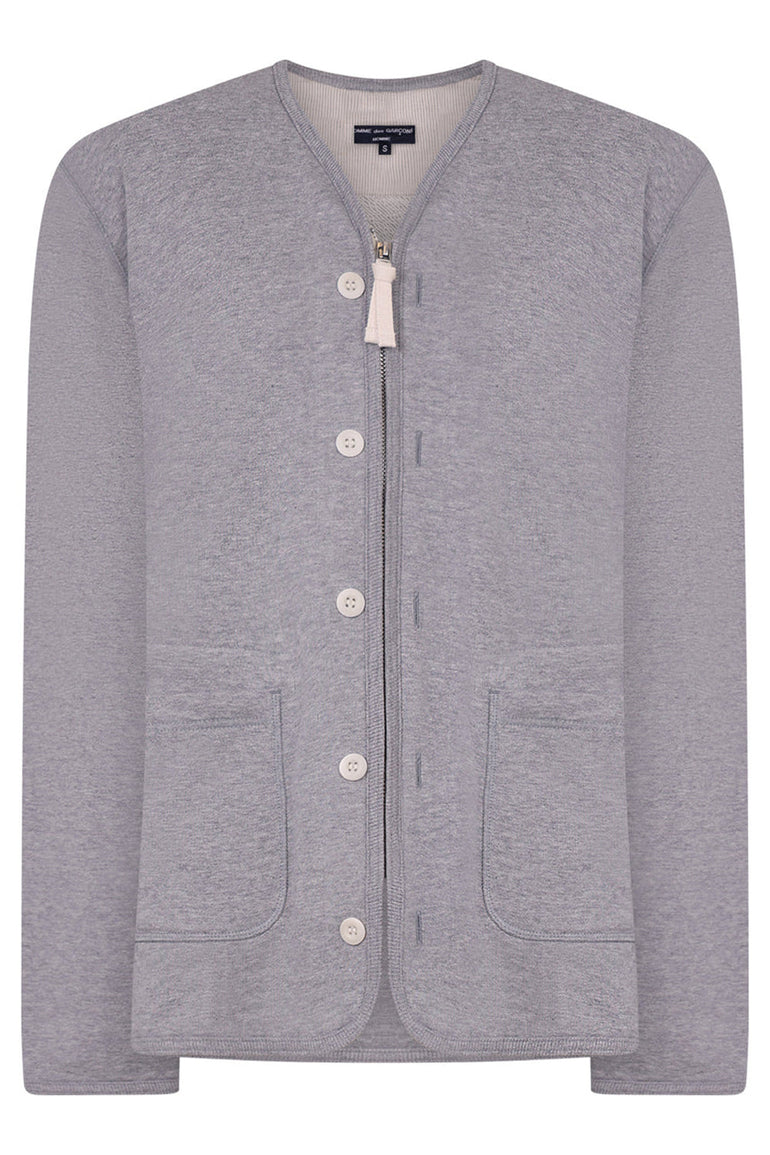 COMME DES GARCONS RTW CONTRAST BUTTON CARDIGAN | TOP GREY
