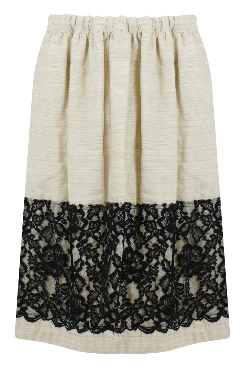 COMME DES GARCONS RTW CONTRAST LACE SKIRT NATURAL/BLACK