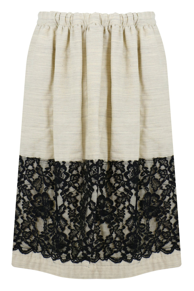 COMME DES GARCONS RTW CONTRAST LACE SKIRT NATURAL/BLACK