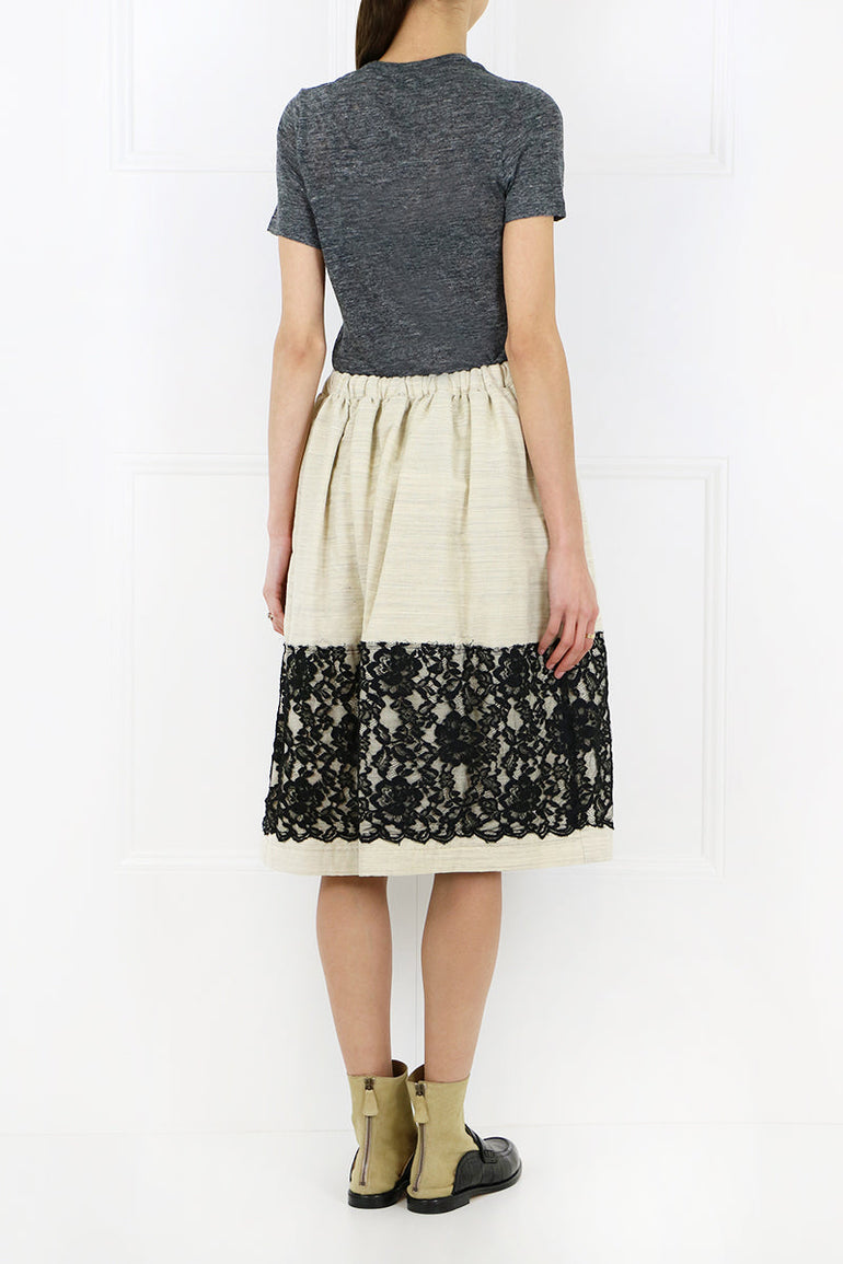 COMME DES GARCONS RTW CONTRAST LACE SKIRT NATURAL/BLACK