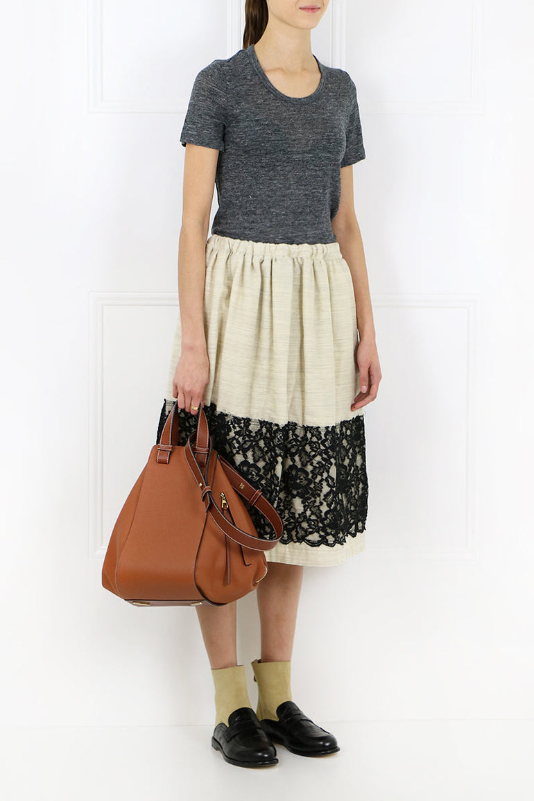 COMME DES GARCONS RTW CONTRAST LACE SKIRT NATURAL/BLACK