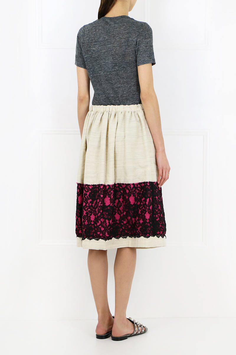 COMME DES GARCONS RTW CONTRAST LACE SKIRT NATURAL/BLACK/PINK