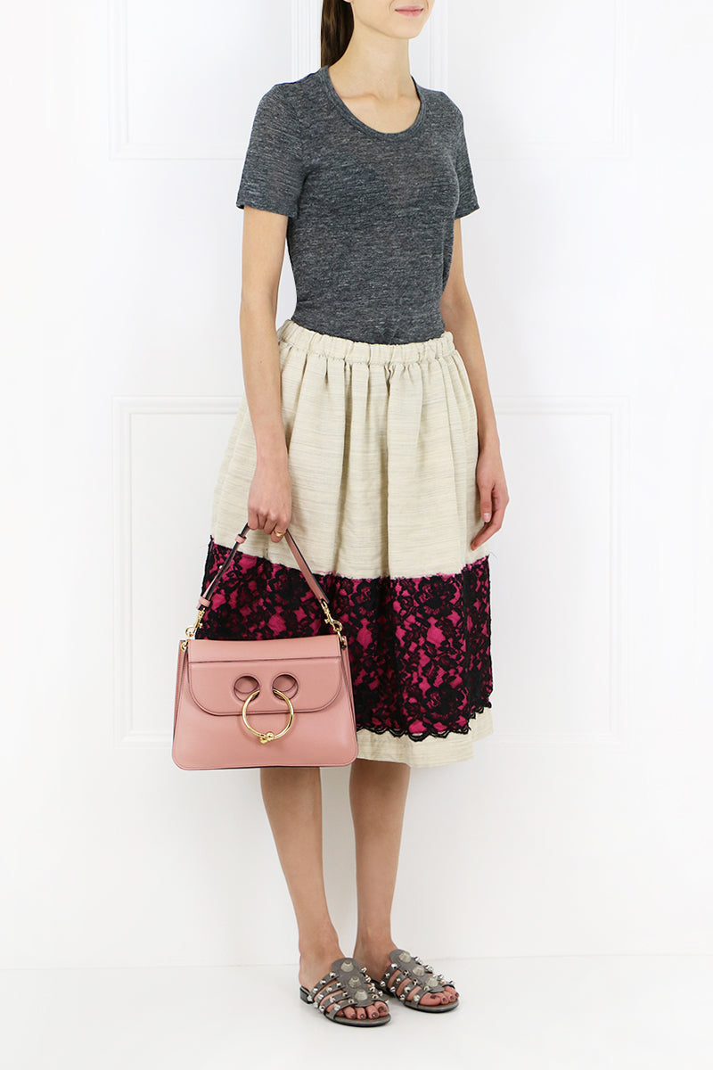 COMME DES GARCONS RTW CONTRAST LACE SKIRT NATURAL/BLACK/PINK