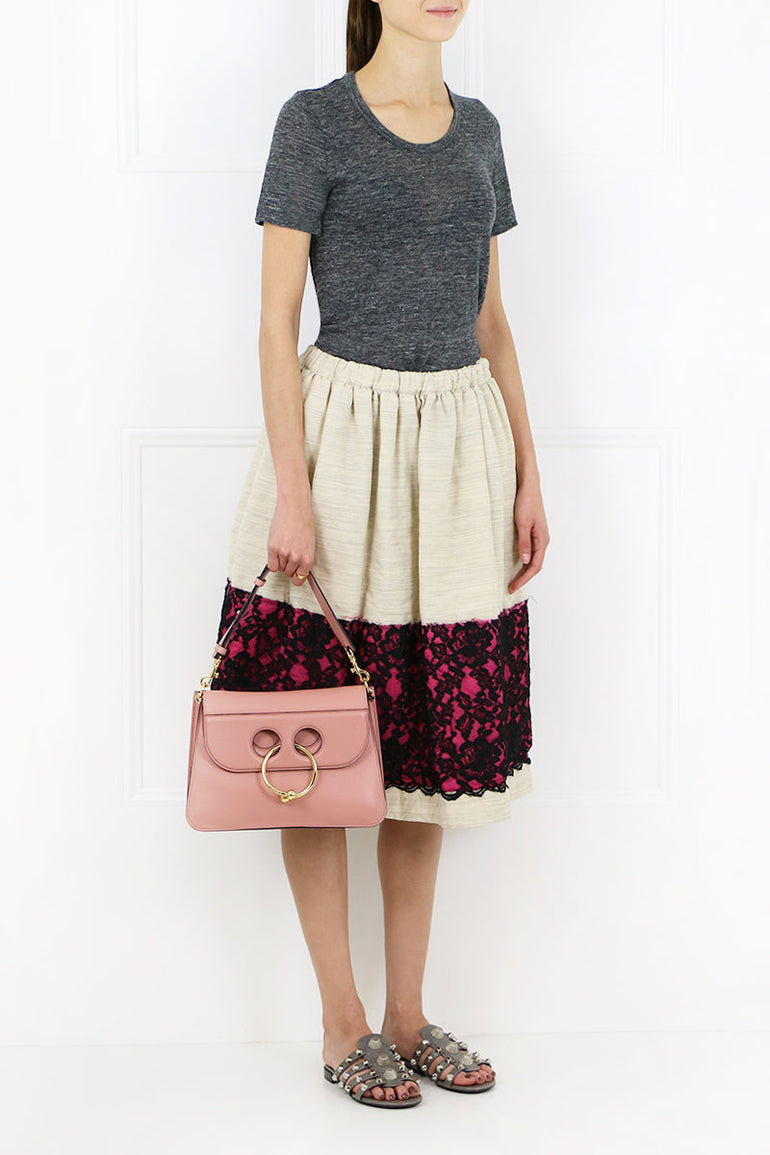 COMME DES GARCONS RTW CONTRAST LACE SKIRT NATURAL/BLACK/PINK