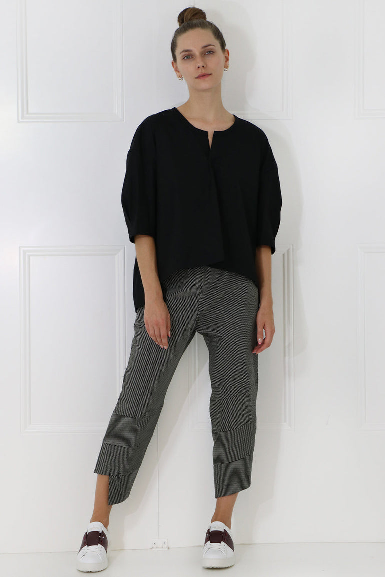 COMME DES GARCONS RTW COTTON FLARE BLOUSE 3/4SL BLACK
