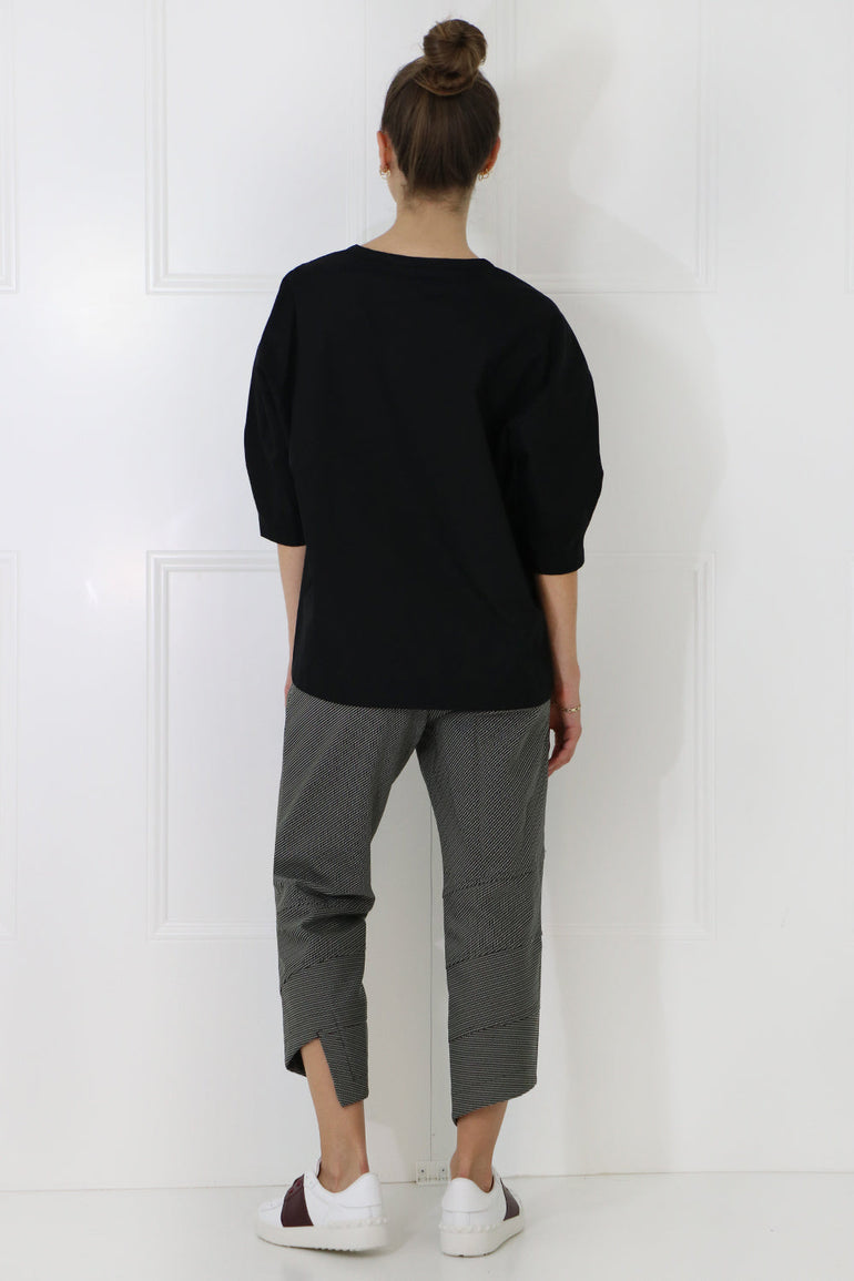 COMME DES GARCONS RTW COTTON FLARE BLOUSE 3/4SL BLACK
