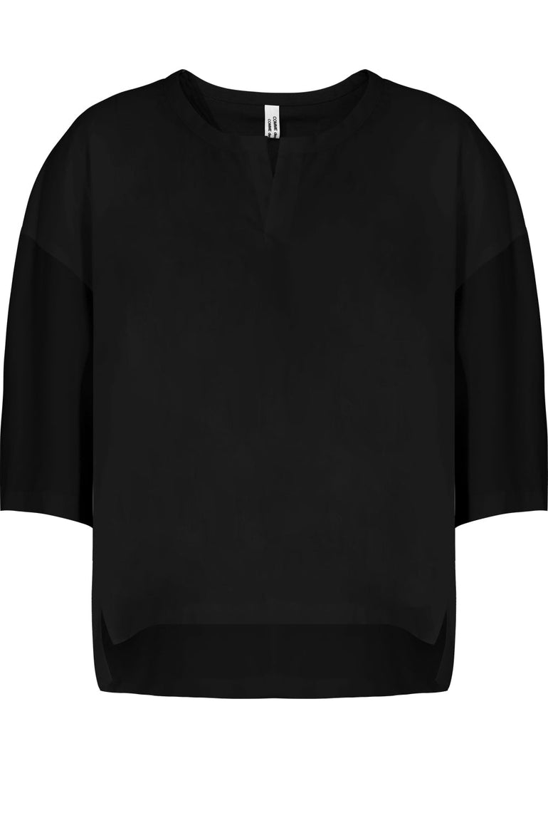 COMME DES GARCONS RTW COTTON FLARE BLOUSE 3/4SL BLACK