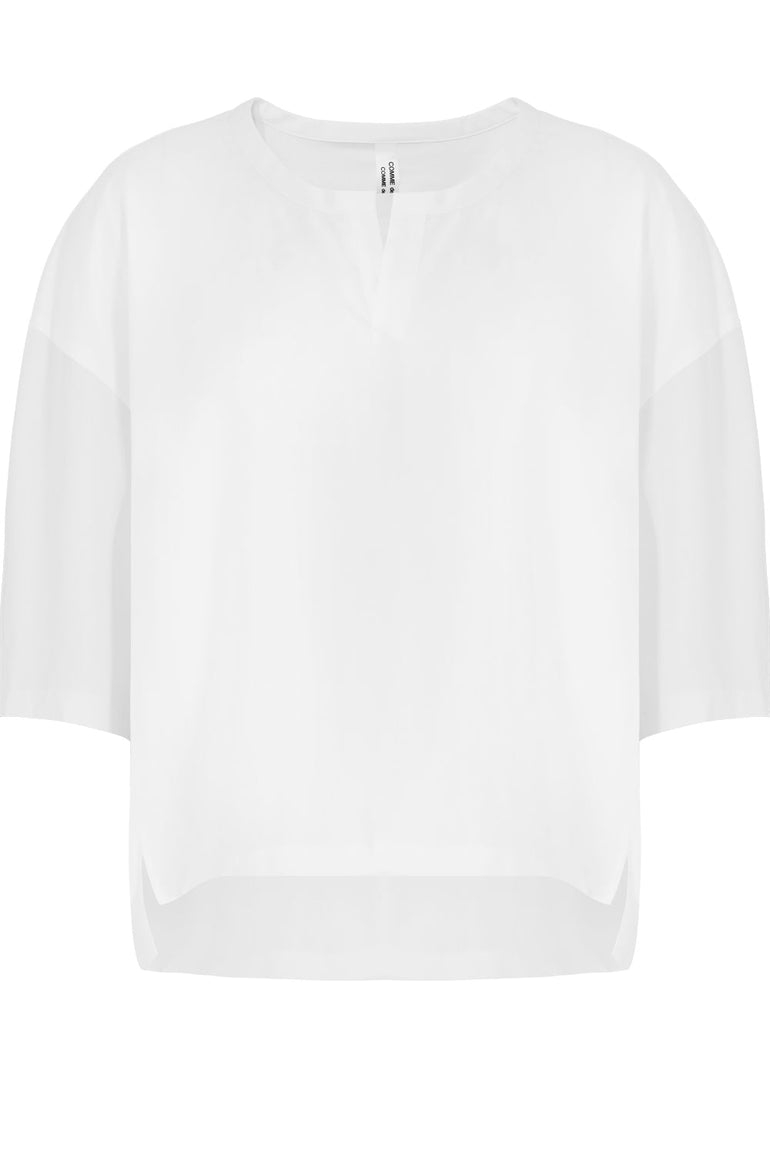 COMME DES GARCONS RTW COTTON FLARE BLOUSE 3/4SL WHITE