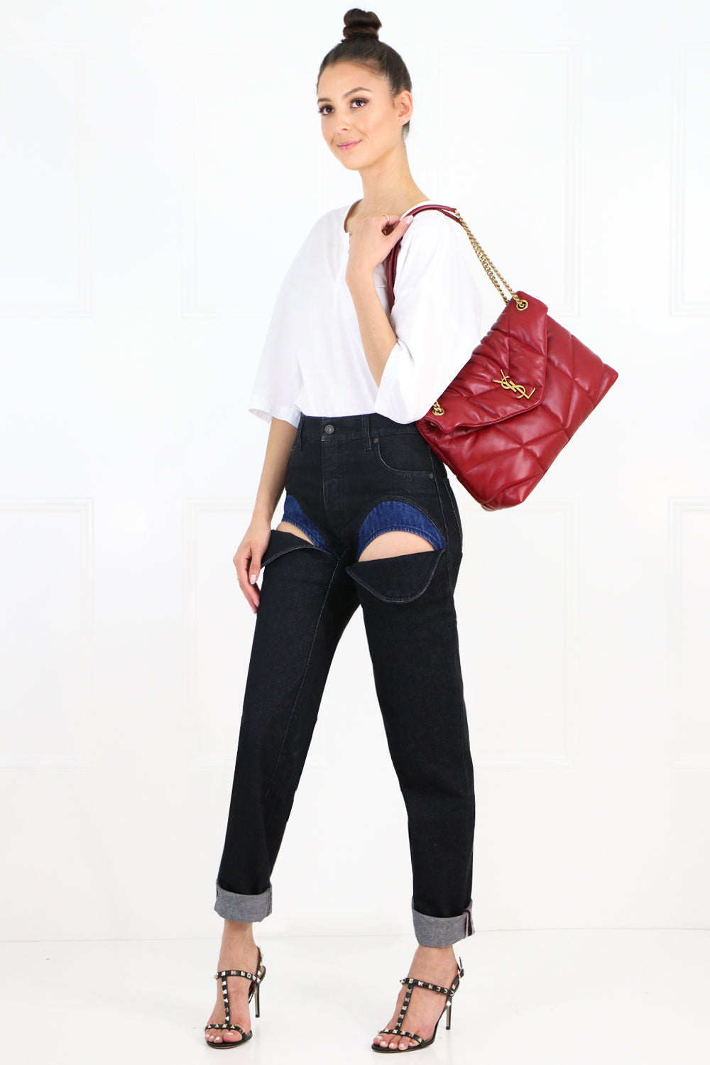 COMME DES GARCONS RTW COTTON FLARE BLOUSE 3/4SL WHITE