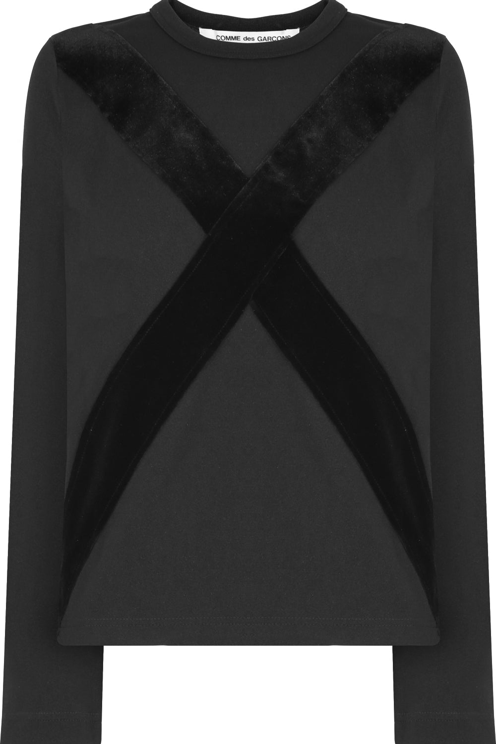 COMME DES GARCONS RTW CROSS EMBROIDERED T-SHIRT L/S BLACK