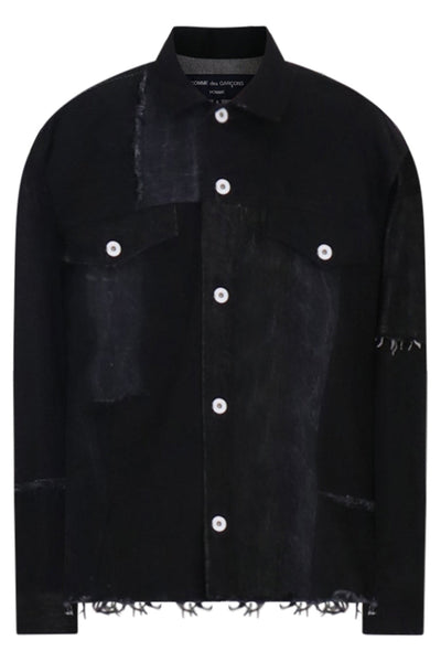 COMME DES GARCONS HOMME DENIM JACKET PATCHWORK BLACK PARLOUR X