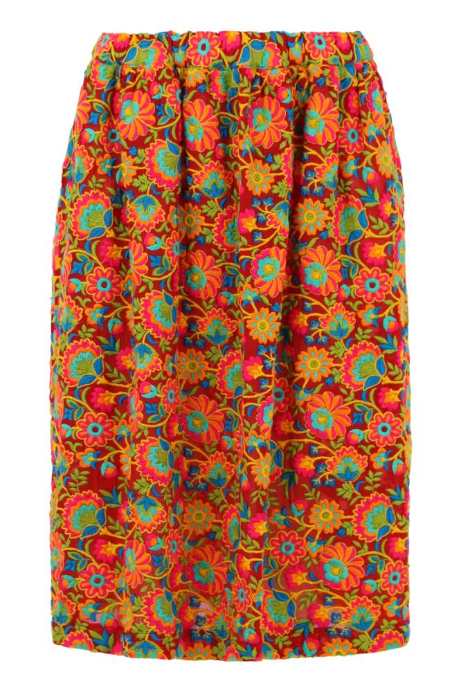 COMME DES GARCONS RTW MULTI / JP L FLORAL JACQUARD SKIRT BORDEAUX