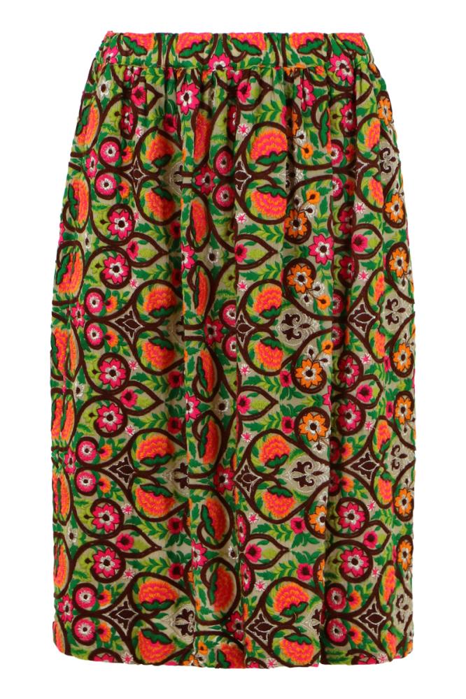COMME DES GARCONS RTW MULTI / JP L FLORAL JACQUARD SKIRT GREEN