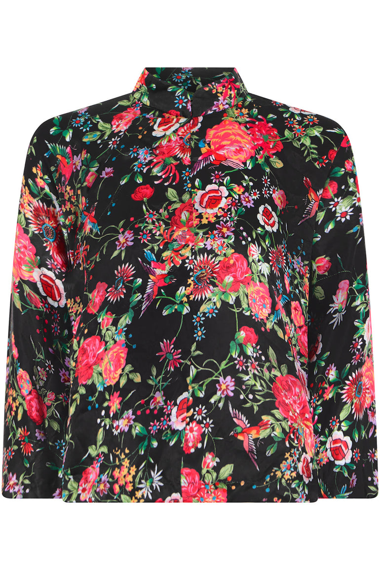 COMME DES GARCONS RTW FLORAL PRINT BLOUSE L/S RED/BLACK
