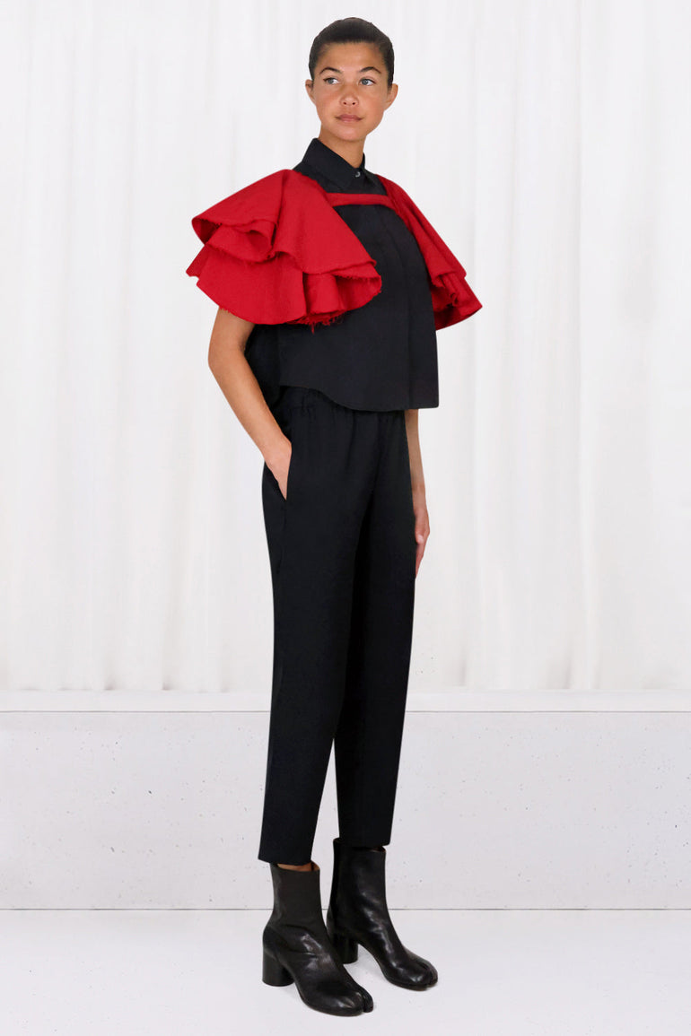 COMME DES GARCONS RTW FRILL SLEEVE CAPE | RED