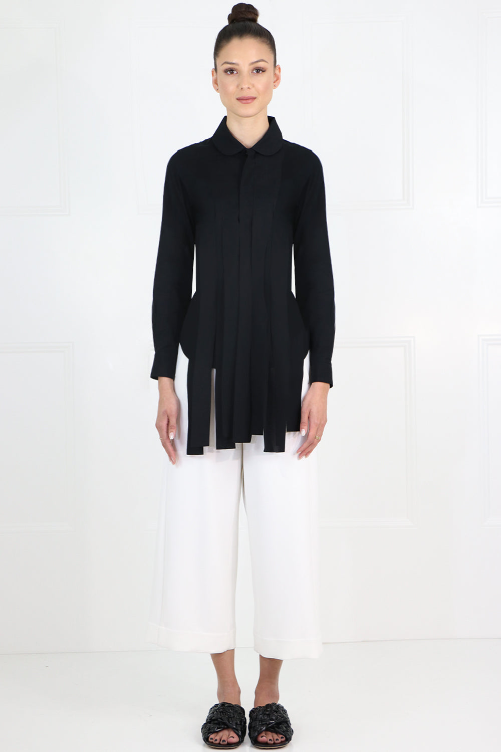 COMME DES GARCONS RTW FRINGED SHIRT L/S BLACK