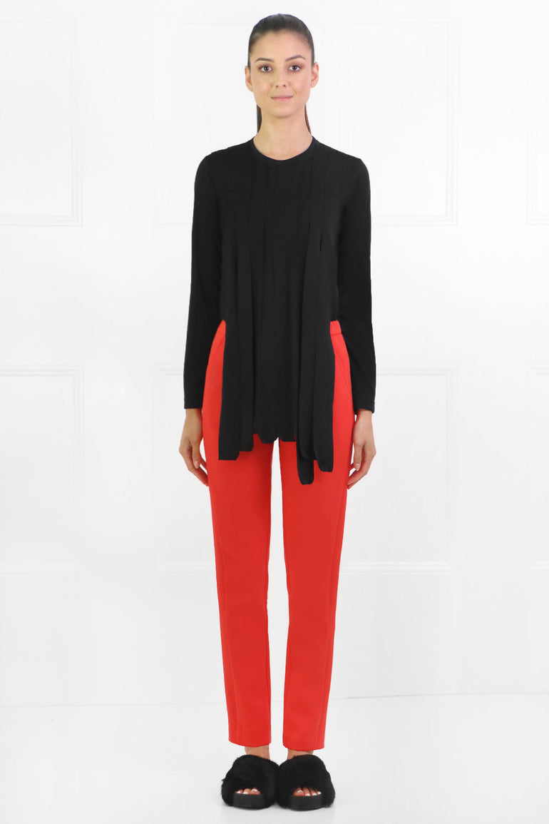COMME DES GARCONS RTW FRINGED T-SHIRT L/S BLACK