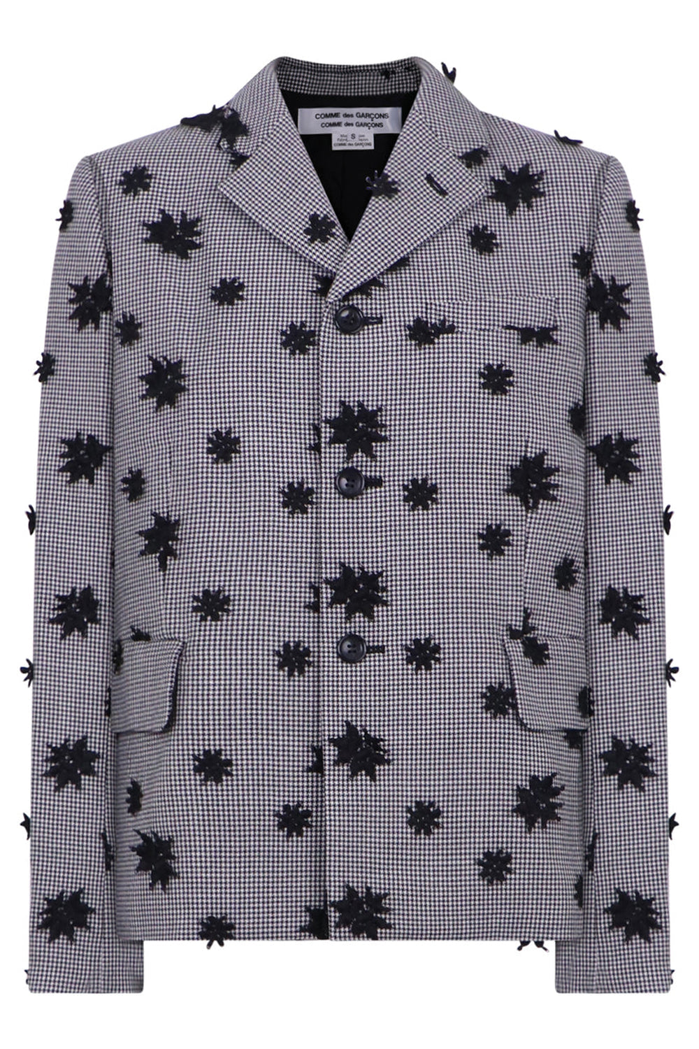 COMME DES GARCONS RTW HOUNDSTOOTH JACKET | EMBROIDERED FLOWERS