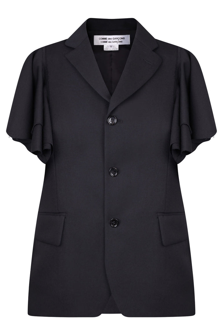 COMME DES GARCONS RTW JACKET WITH FRILL S/SL | BLACK